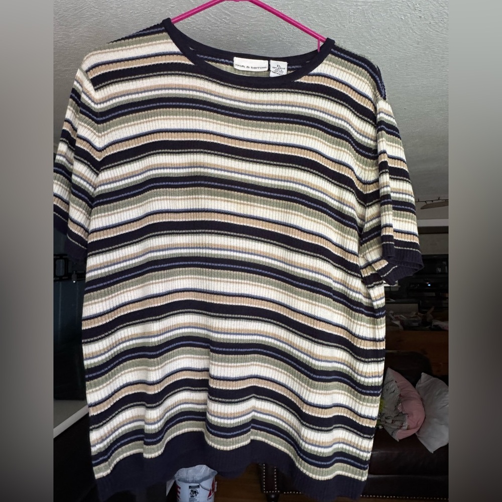 Croft & Barrow Striped Sweater - Black, White, Green